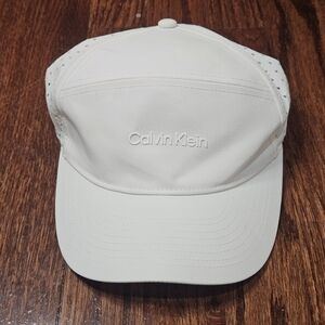 Calvin Klein Unisex White Breathable Active  Hat Cap Adjustable Strap Back OSFA